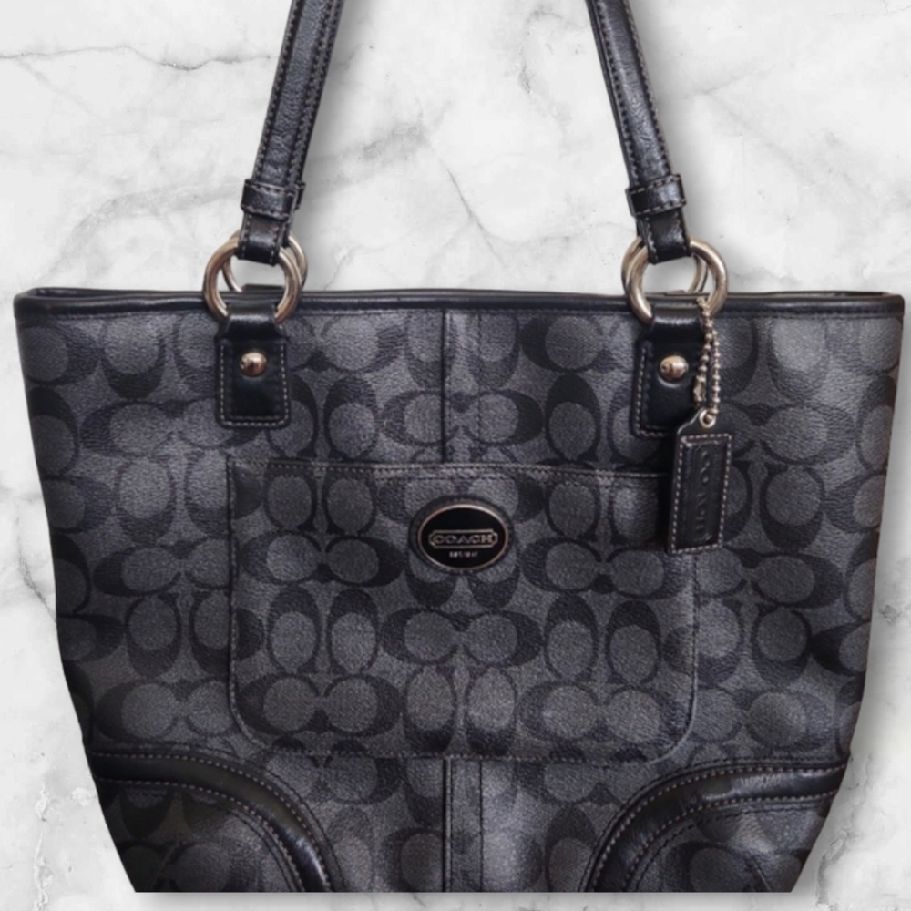 Coach Heritage Peyton Signature Logo Handbag Tote EUC